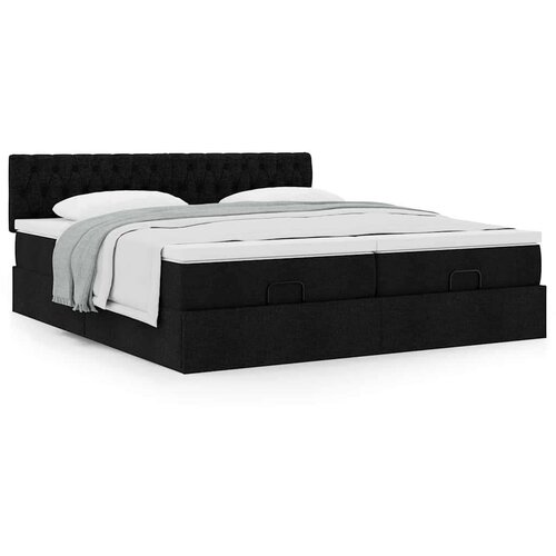 vidaXL Otomanski okvir kreveta s madracima crni 180x200cm od tkanine Cene