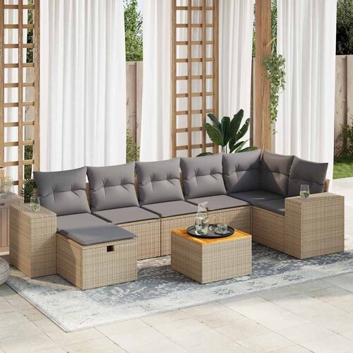  8-dijelni set vrtnih sofa od poliratana s jastucima bež Slike