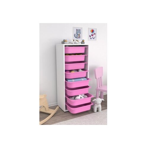 Hanah home Višenamenska komoda Cara 8N, 45.5 x30 x109 cm, Bijelo-roze Cene