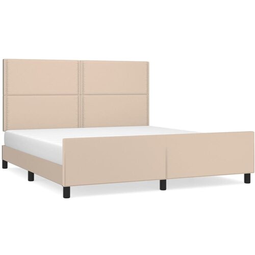 Maison Chic Posteljni okvir - Dvoposteljna postelja - Zakonska postelja z vzglavjem kapučino 180x200 cm umetno usnje, (21694078) Slike