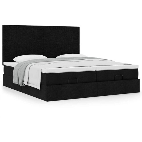VidaXL Otomanski posteljni okvir z vzmetnicami črn 200x200 cm blago Slike