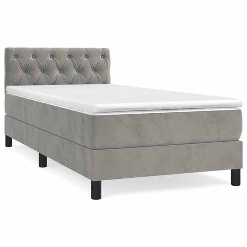 Maison Chic Box spring postelja - Vzmetna postelja z vzmetnico svetlo siva 80x200 cm žamet SL13213, (21907132) Cene