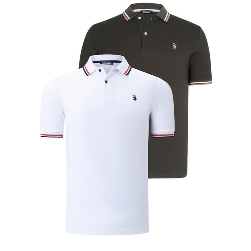 Dewberry DUAL SET T8594 MENS T-SHIRT-WHITE-KHAKI Slike