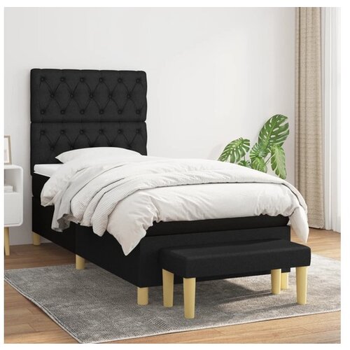  Box spring postelja z vzmetnico črna 80x200 cm blago Cene