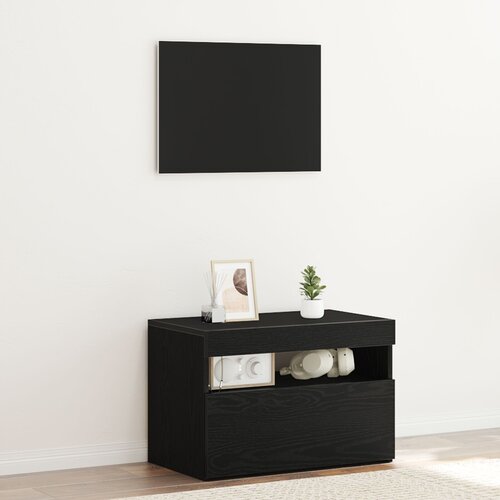 vidaXL LED TV omarica Črn les Inženirski les Majhna LED TV omarica Cene
