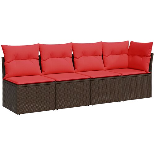 VidaXL Vrtni četverosjed s jastucima smeđi od poliratana Slike