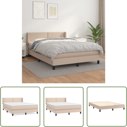 The Living Store Box spring postelja z vzmetnico kapučino 140x200cm umetno usnje - Box Spring Postelja, (21737407) Cene