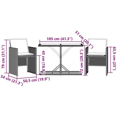 VidaXL 3-dijelni bistro set s jastucima svjetlosivi od poliratana Slike
