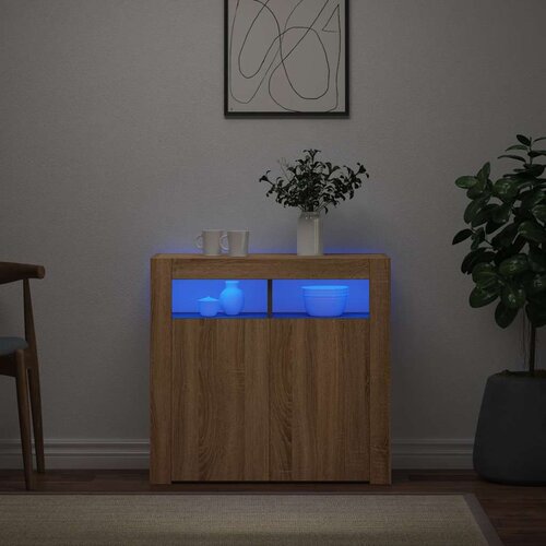  Komoda s LED svjetlima boja hrasta sonome 80 x 35 x 75 cm Cene