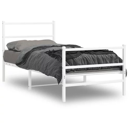 Metalni okvir kreveta s uzglavljem i podnožjem bijeli 90x200 cm