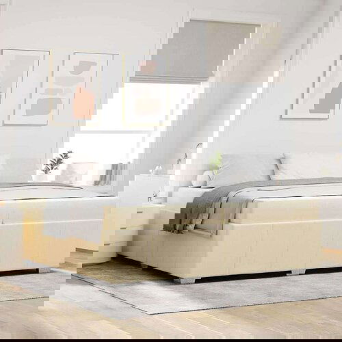  Konstrukcija postelje z vzmetnico krema 200 x 200 cm blago Cene