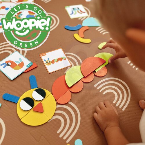 Woopie Green drvena Montessori slagalica, 40 uzoraka za preslagivanje, 55 kom. Slike