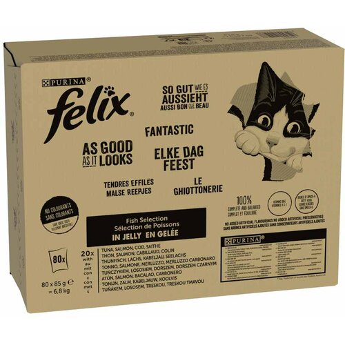 MEGA pakiranje Felix "So gut wie es aussieht" 80 x 85 g - Ribji miks (tuna, losos, trska, saj) Cijene