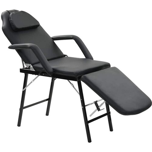  Prenosiva kozmetička stolica od umjetne kože 185 x 78 x 76 cm crna Slike