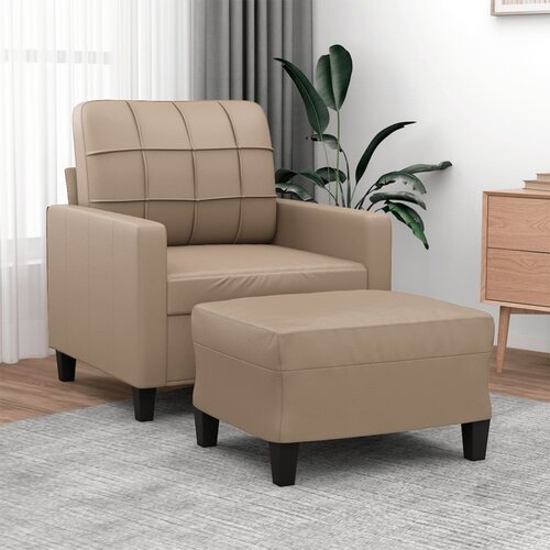 The Living Store Fotelj s stolčkom za noge kapučino 60 cm umetno usnje - Kavč S Stolčkom Za Noge, (21485118) Cene