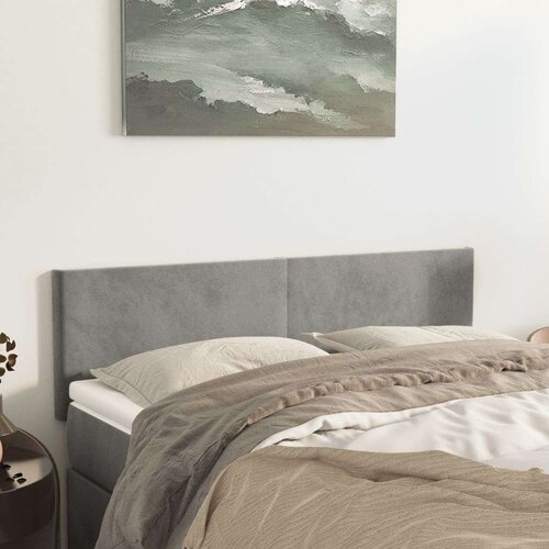  Posteljno vzglavje 2 kosa svetlo sivo 72x5x78/88 cm žamet, (20792859) Slike