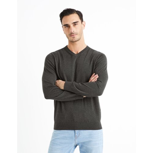 Celio Cotton Sweater Decotonv - Men Slike