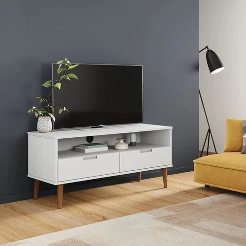 The Living Store TV omarica MOLDE bela 106x40x49 cm trdna borovina - TV Omarica, (21375495)