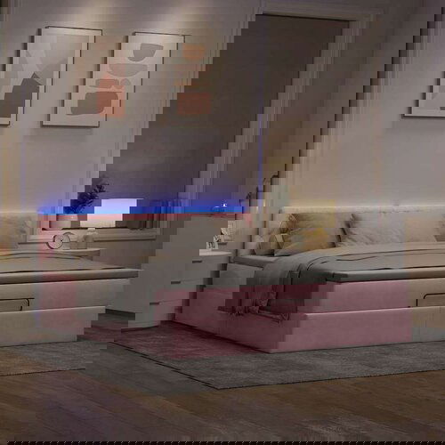 vidaXL Otomanski krevet s madracem&LED ružičasti 180x200 cm baršunasti Cijene