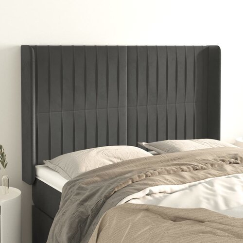 vidaXL Vzglavje z ušesi temno sivo 147x16x118/128 cm žamet Cene