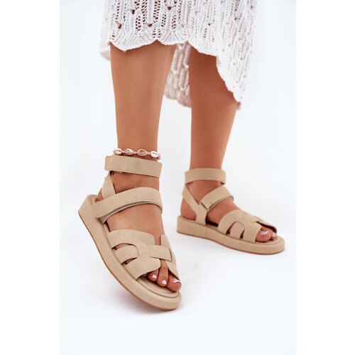 Boto Women's Sandals With Velcro Beige Uvissa Cene