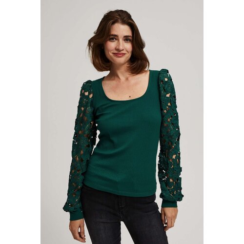 Marisse Emerald Blouse With Lace Sleeves Slike