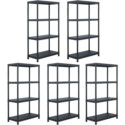 vidaXL stojala s policami 5 kosov plastika 60x30x138 cm črna Cene