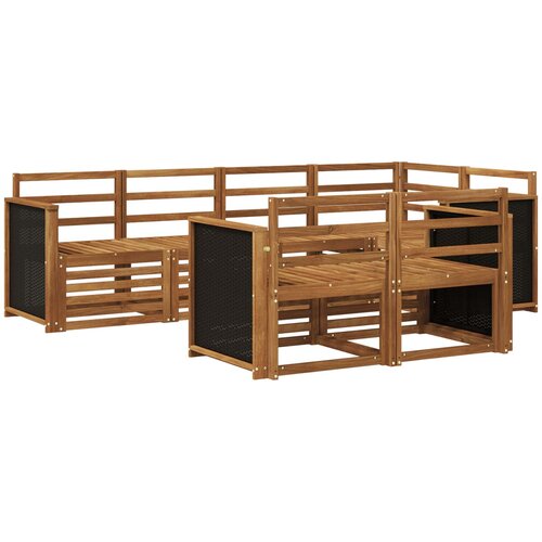 vidaXL Kotna sedežna garnitura 6 pcs Naravna Masiven les akacije, (5000283393) Cene