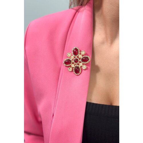 Kesi Floral brooch 2 red Cene