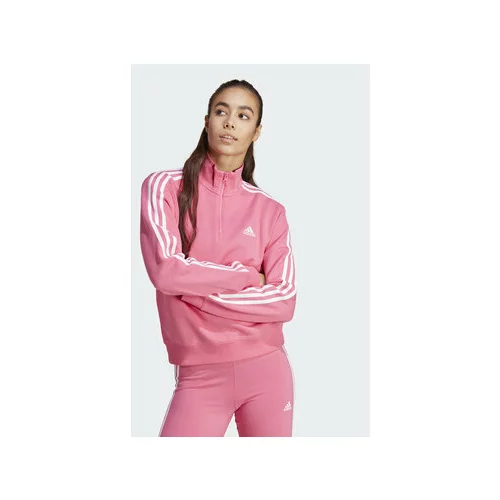 Adidas Jopa Essentials 3-Stripes Quarter-Zip Sweatshirt IC9944 Roza Regular Fit