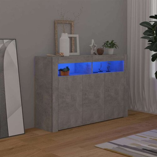 vidaXL Komoda z LED lučkami betonsko siva 115,5x30x75 cm Cene