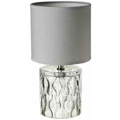 Casa Selección Svetlo siva steklena namizna svetilka s tekstilnim senčnikom (višina 29 cm) –
