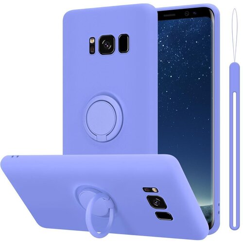 Cadorabo Ohi&amp;scaron;je, združljiv s Samsungom v tekoči lahki vijolični barvi - za&amp;scaron;čitni pokrov iz fleksibilnega silikona TPU z obročem, (20588892) Slike