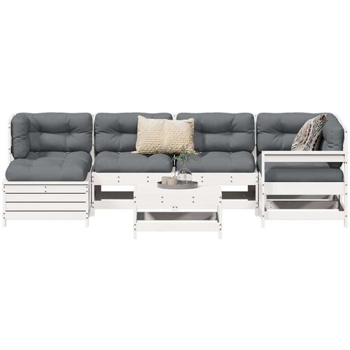  7-dijelni set vrtnih sofa bijeli od masivne borovine Cene