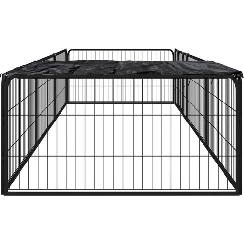 Ograda za pse s 8 panela crna 100 x 50 cm čelik obložen prahom Slike
