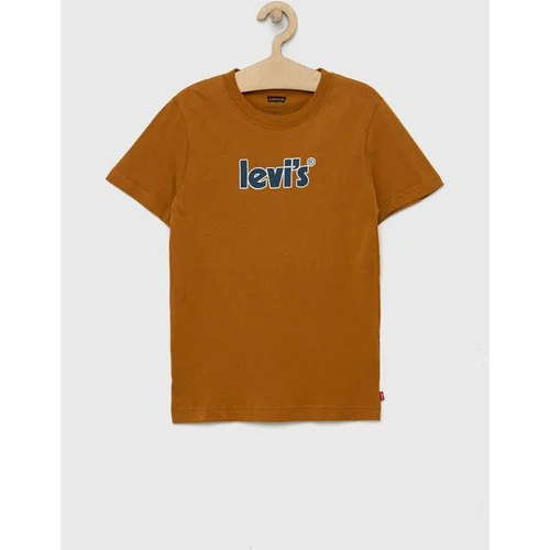 Levi's Dječja pamučna majica kratkih rukava boja: smeđa, s tiskom