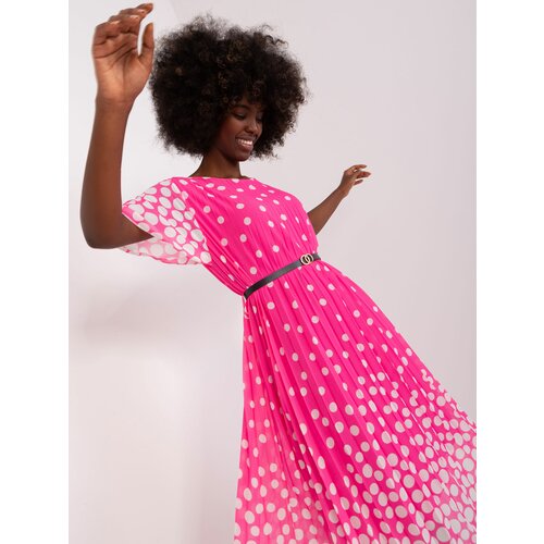Fashion Hunters Pink and white polka dot midi dress Slike