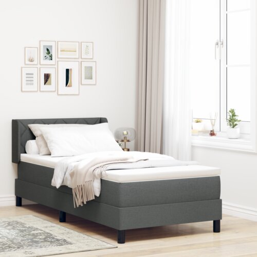 vidaXL Postelja s &scaron;katlastim podom z vzmetnico temno siva 100x200 cm tkanina, Glava postelje s konico v oblikah diamantnih blokov temno siva 100 cm tkanina Cene