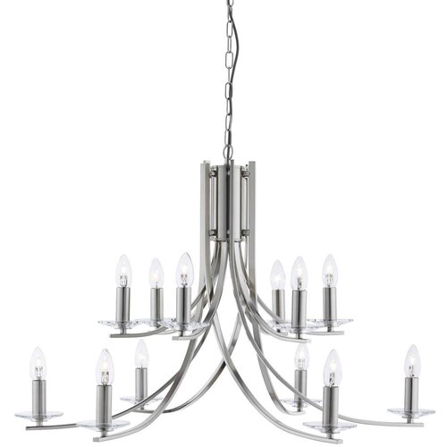 Searchlight Ascona Lestenec z 12 lučmi, satenasto srebrn zaključek, E14, (22101233) Cene