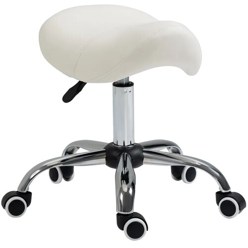  Stolica s kotačićima podesiva po visini 49-61 cm radna stolica za ured salon i masažu krem bijela Cene