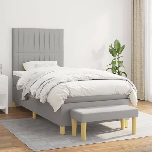 Box spring postelja z vzmetnico svetlo siva 90x190 cm blago, (20791323)