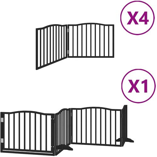  Vrata za pse s vrata&amp;scaron;cima 12 panela sklopiva 960 cm drvo topole Crna 80 x 60 x 2 cm Slike