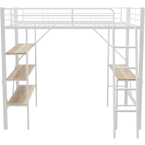 Lumor Postelja z mezzanine iz železa - 90x200 cm - S pisalno mizo in 3 policami - Bela, (22156204) Cene