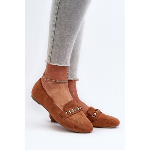 Boto Shiny Women's Loafers With Chain Camel Aredilla Cene