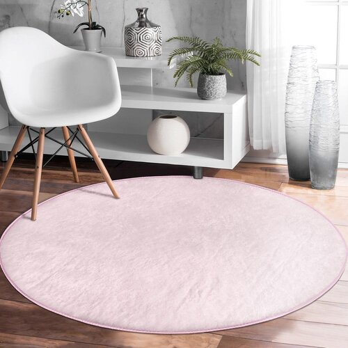 Mila Home Svetlo rožnata pralna/primerna za robotski sesalnik okrogla preproga &amp;oslash; 120 cm Comfort &amp;ndash; Slike