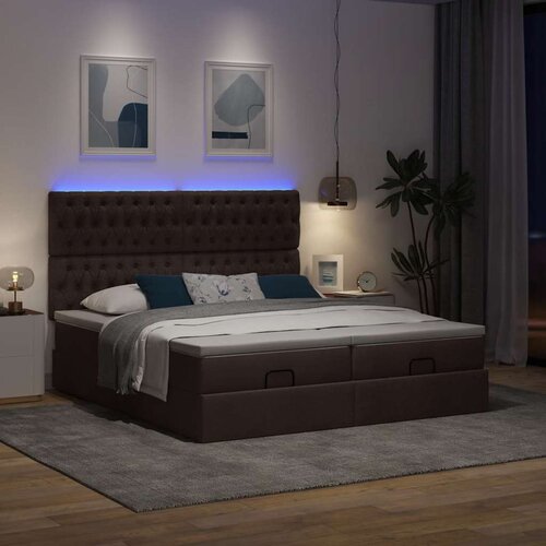VidaXL okvir kreveta s madracima tamnosmeđi 180x200cm tkanine Slike