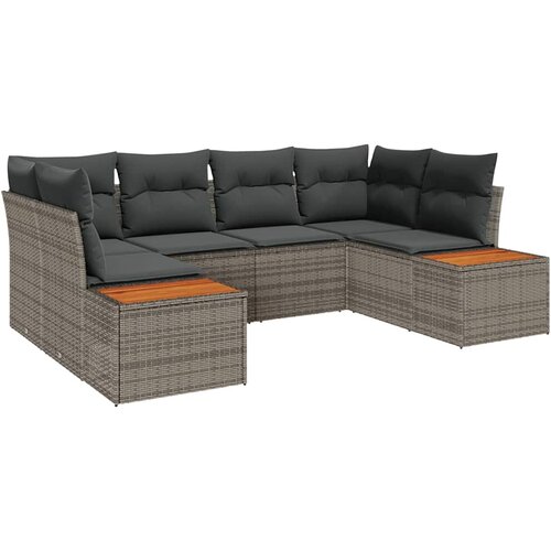  Sjedeća garnitura za vrt 6 kom. 6-Broj sjedala Siva Poliratana 234 x 154 x 85 cm Slike