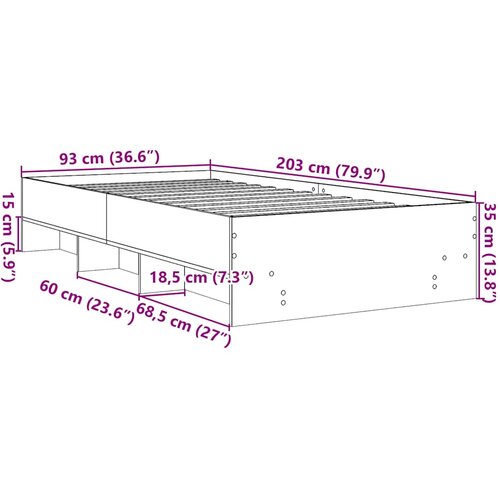  Okvir kreveta bez madraca boja hrasta sonome 90 x 200 cm drveni Slike