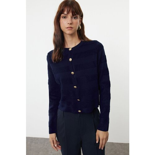 Trendyol Navy Blue Crew Neck Knitwear Cardigan Cene