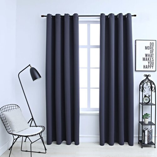 VidaXL Zavjese za zamračivanje s prstenima 2 kom antracit 140 x 245 cm Slike